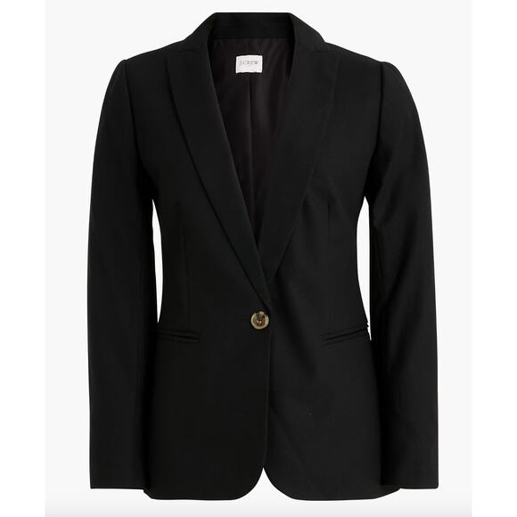 J.Crew Linen Blend One Button Blazer Jacket Classic Minimalist Black US 00 NWT - Picture 4 of 16